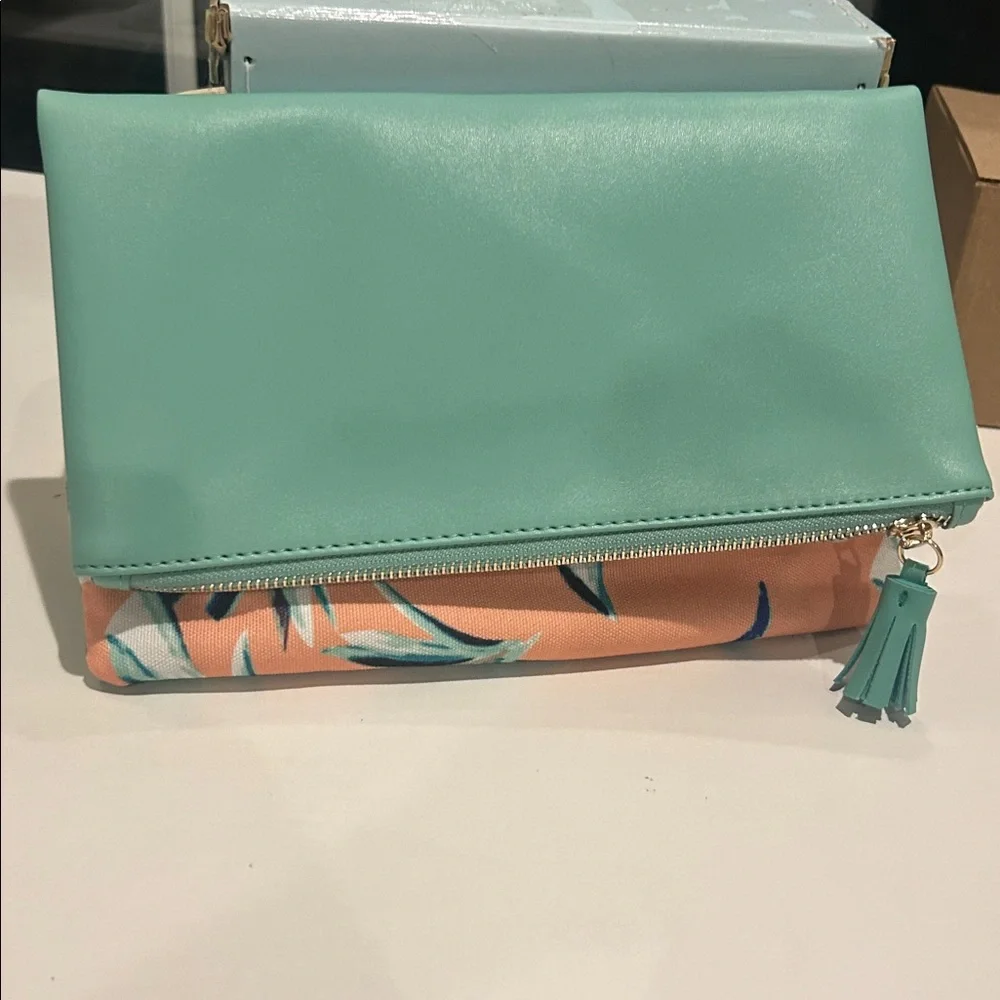 Rachel Pally Paradise tropical reversible printed clutch New tassel coastal